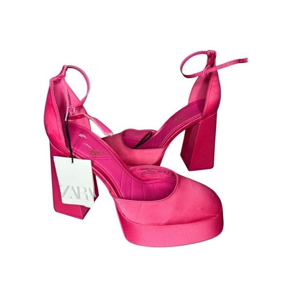 NWT ZARA Pink Platform Heels sz 40 / 10 - Picture 11 of 12